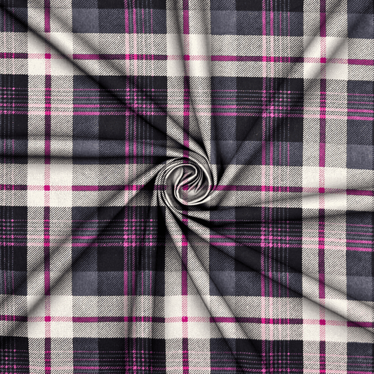 Flannel Brushed Cotton | Purple Check 3 - Ragland Fabrics