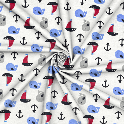 Flannel Brushed Poly Cotton | Whale Sail 2383 - Ragland Fabrics