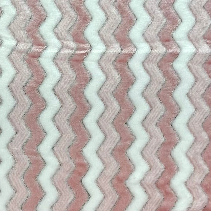 Printed Mongolian Fleece Chevron Baby Pink