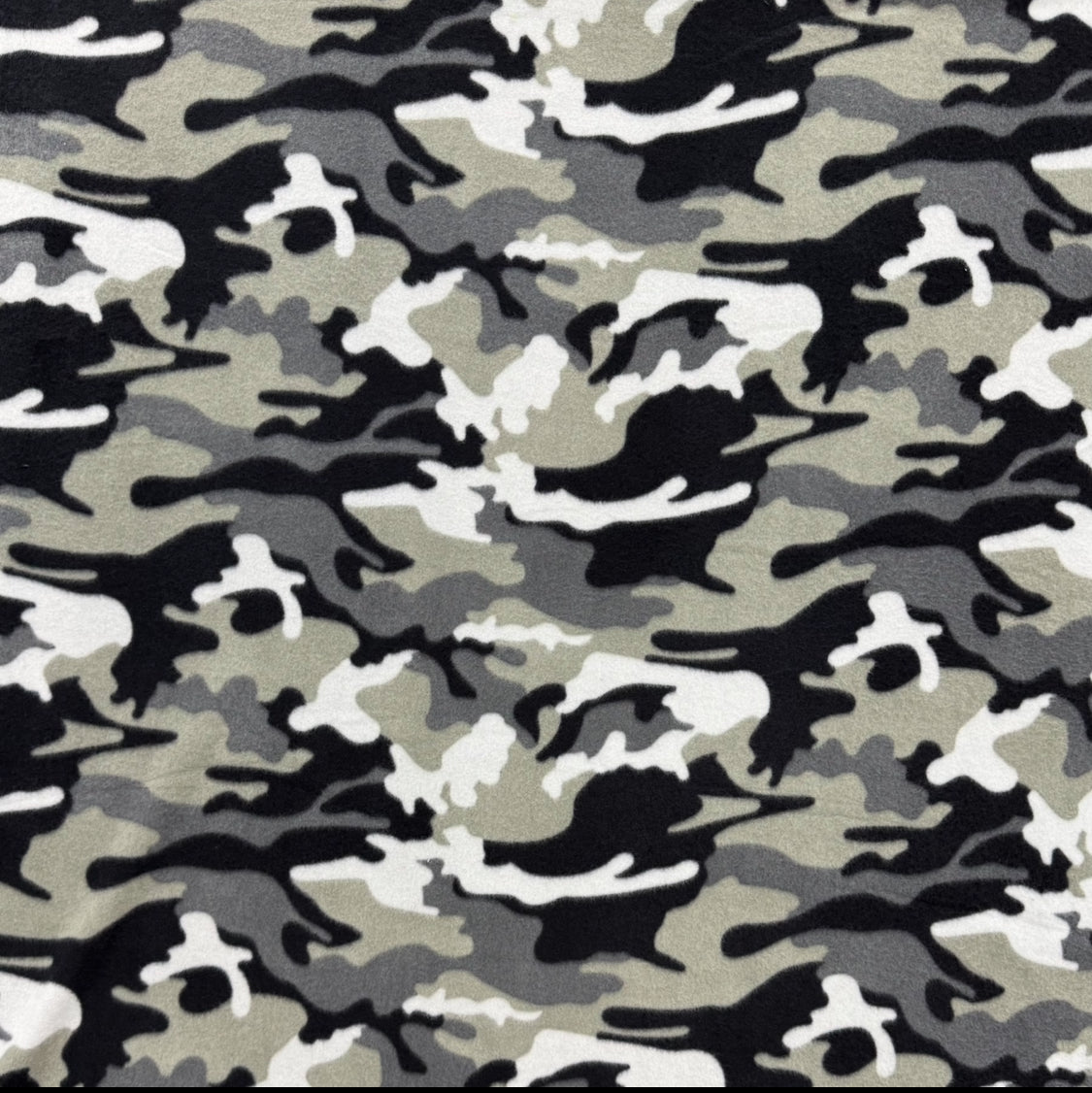 Printed Polar Fleece Camo Sage & Black - Ragland Fabrics
