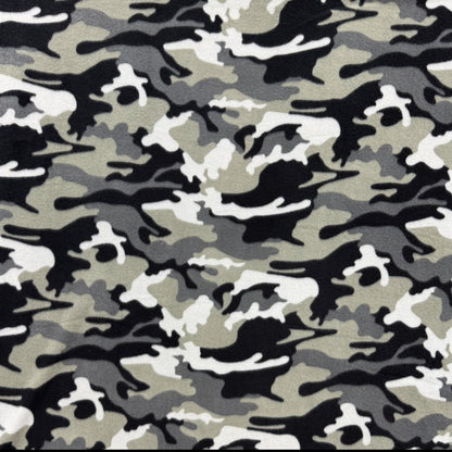 Printed Polar Fleece Camo Sage & Black - Ragland Fabrics