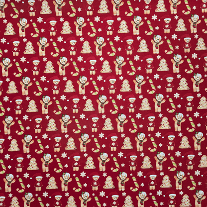 Christmas Printed Mini Matt GingerBread Red - Ragland Fabrics