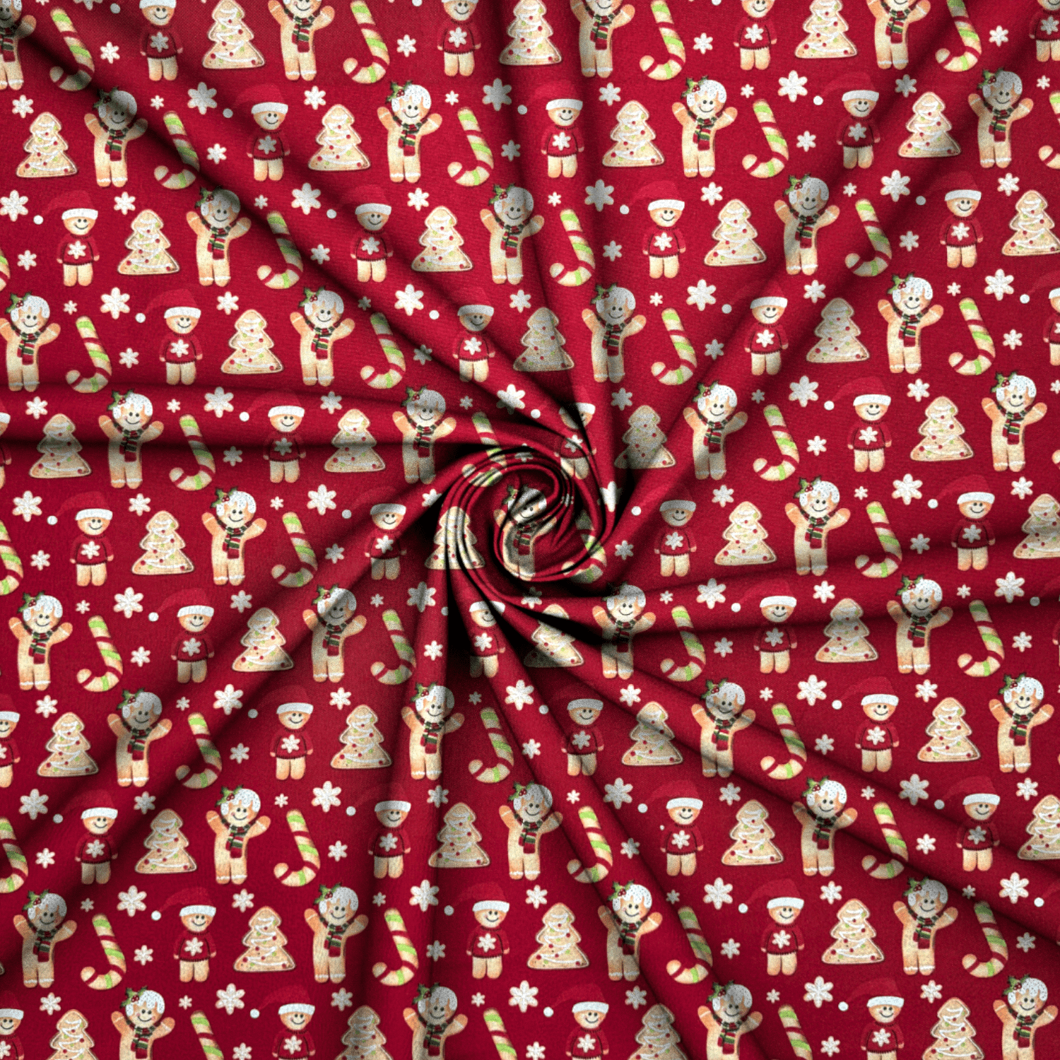 Christmas Printed Mini Matt GingerBread Red - Ragland Fabrics