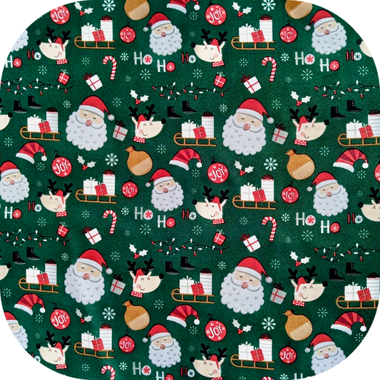 Christmas Printed Mini Matt Santa Joy Green