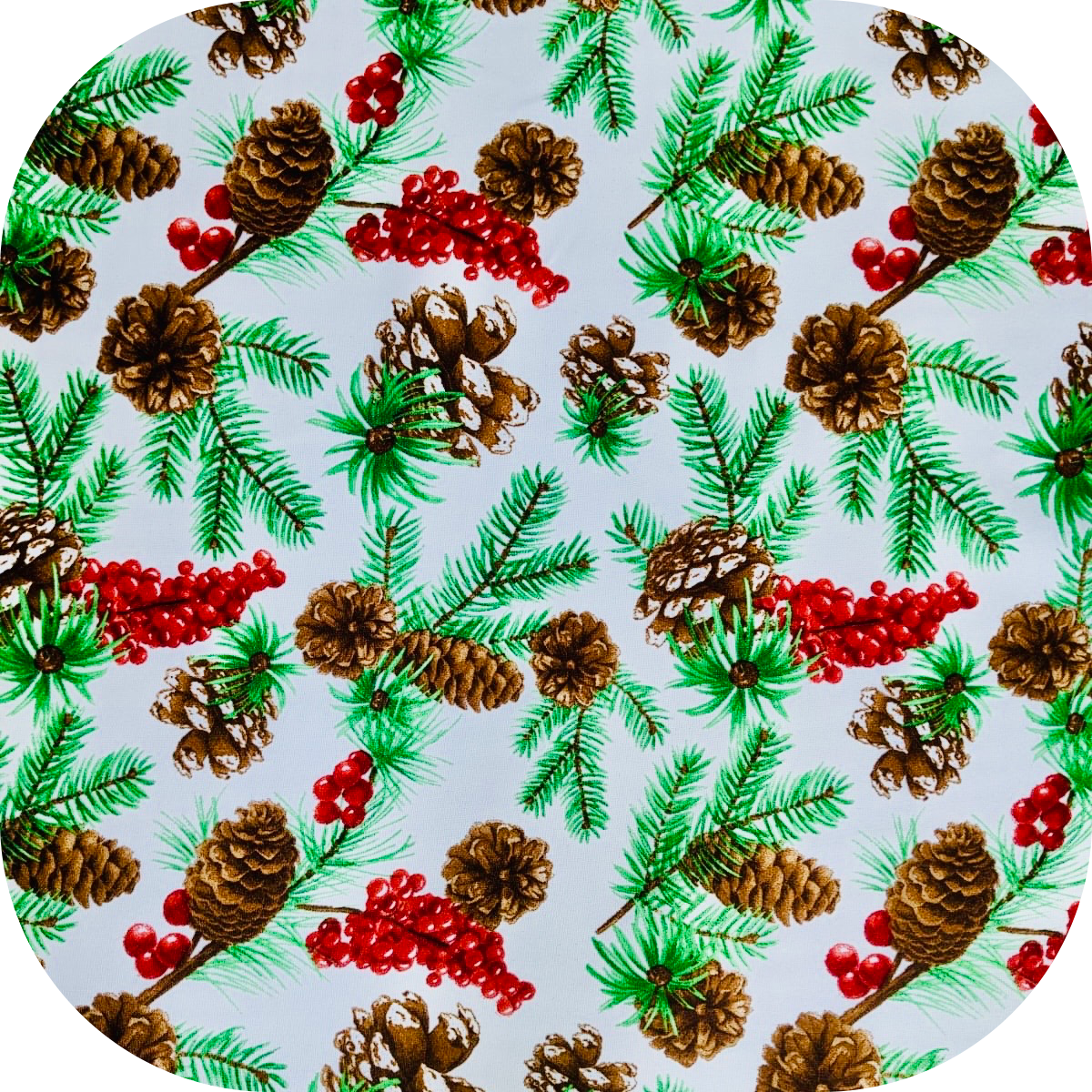 Christmas Printed Mini Matt Pine Cone White