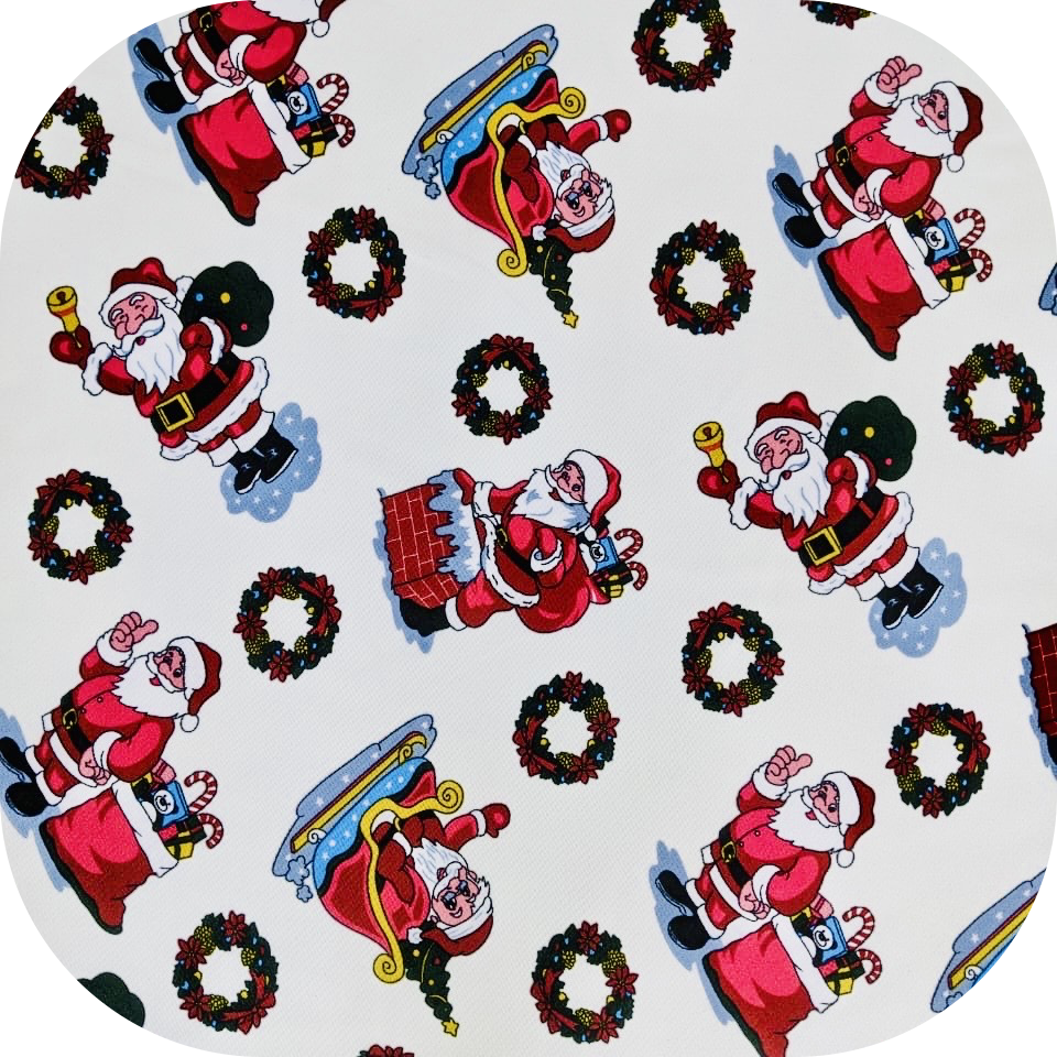 Christmas Printed Mini Matt Santa's Sled White