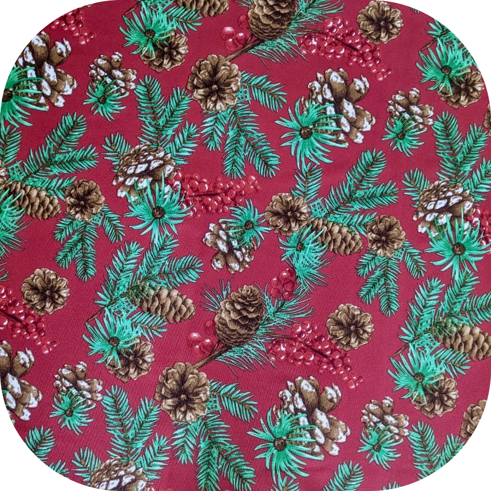 Christmas Printed Mini Matt Pine Cone Red