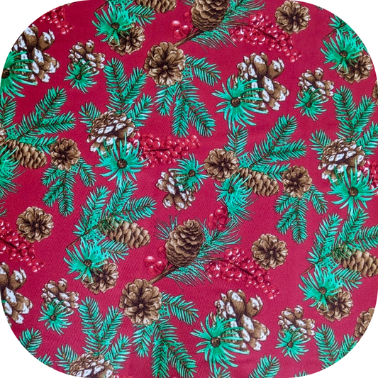 Christmas Printed Mini Matt Pine Cone Red