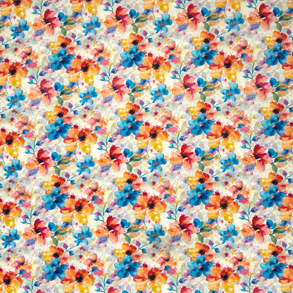 Viscose Printed Challis Summer Fun Teal