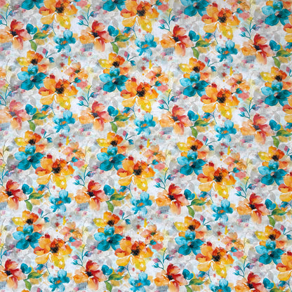 Viscose Printed Challis Summer Fun Aqua
