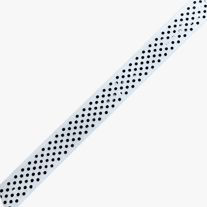 Satin Ribbon White Black Polka Dot - 3 Sizes - Ragland Fabrics