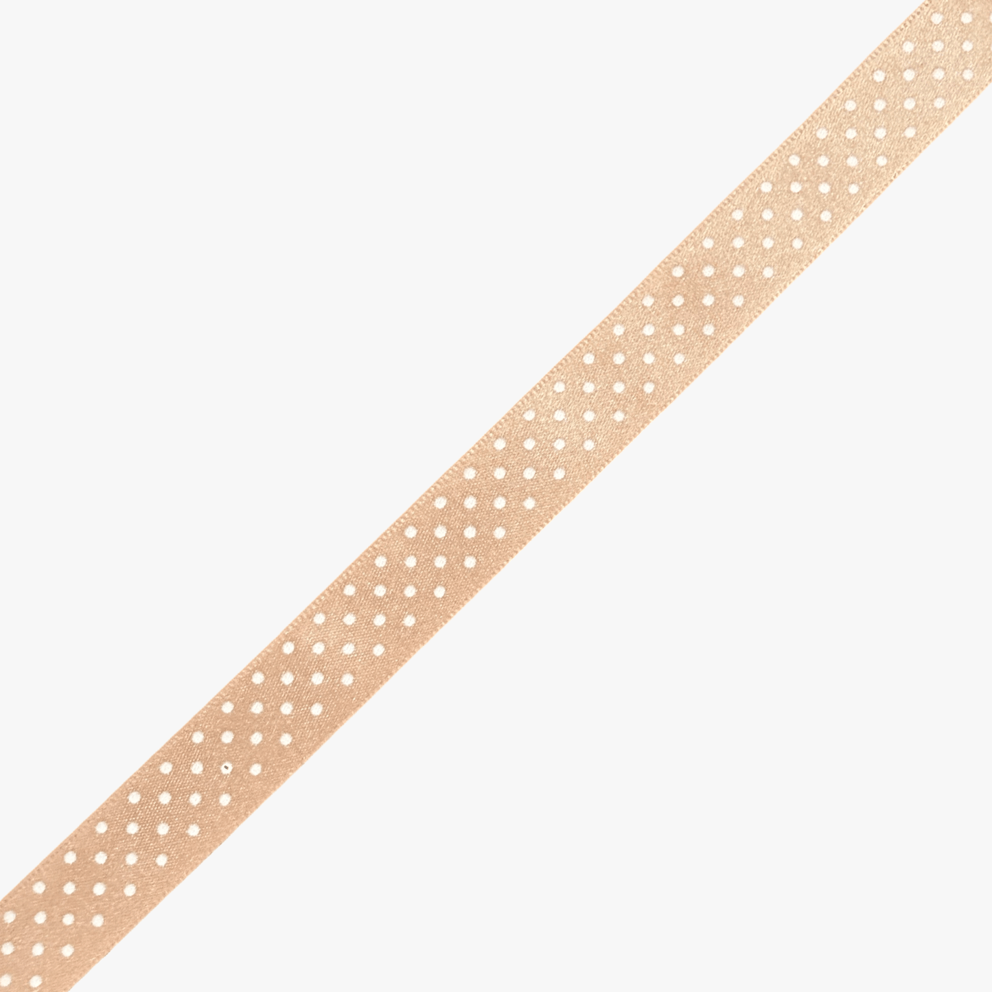 Satin Ribbon Peach With White Dots 15mm - Ragland Fabrics