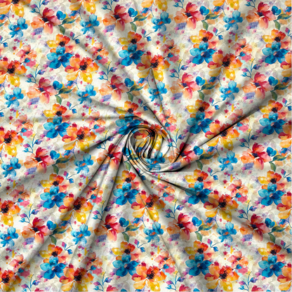 Viscose Printed Challis Summer Fun Teal