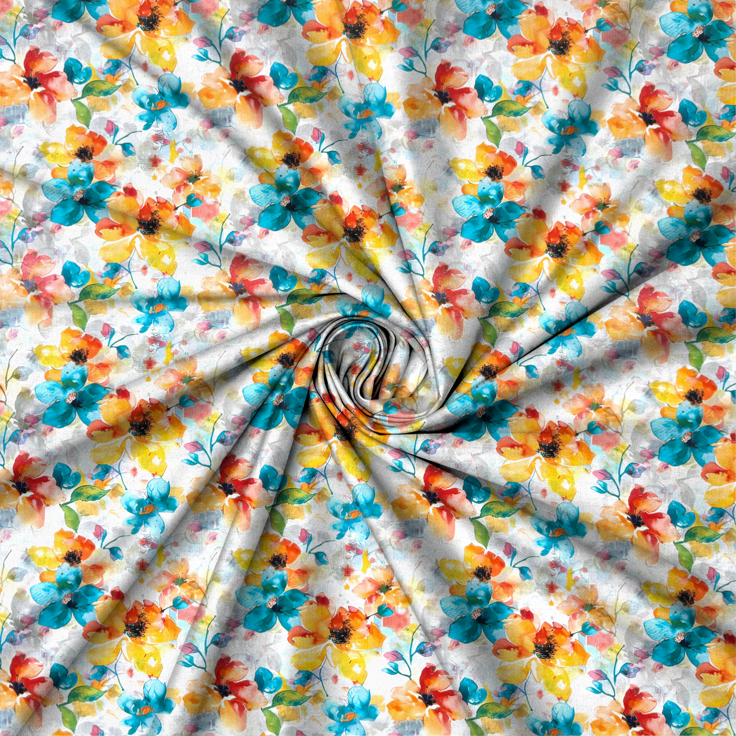 Viscose Printed Challis Summer Fun Aqua