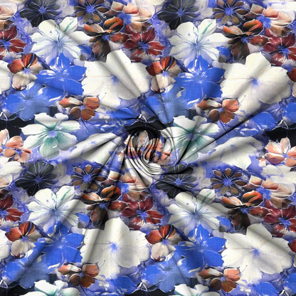 Viscose Printed Challis Summer Blues