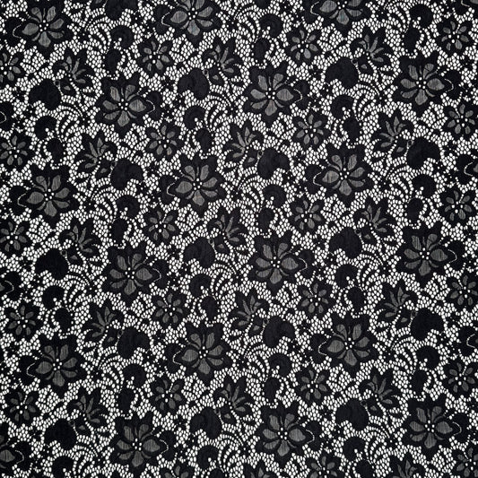 Lace Fabric - Floral Black