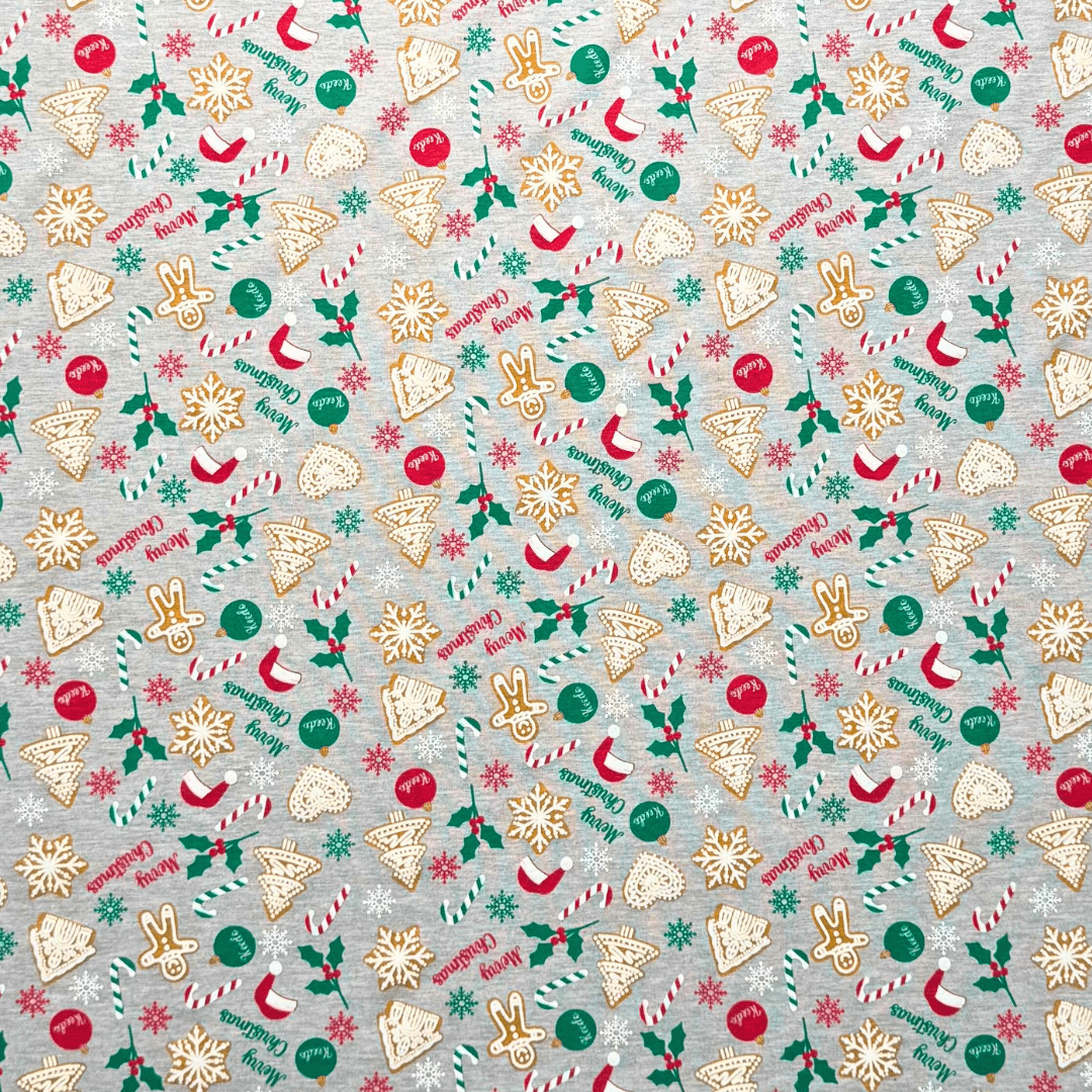 Cotton Knit Christmas Melange Grey - Ragland Fabrics