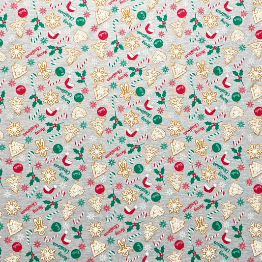 Cotton Knit Christmas Melange Grey - Ragland Fabrics