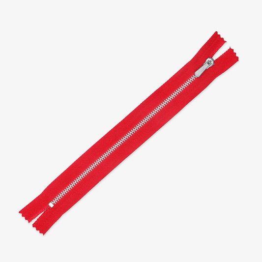 Metal Trouser Zips Red - 20cm