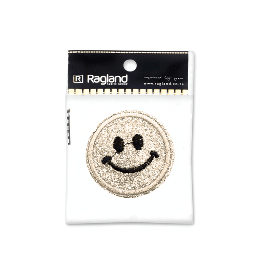 Motif Iron On Badge - SMILEY CREAM - Ragland Fabrics