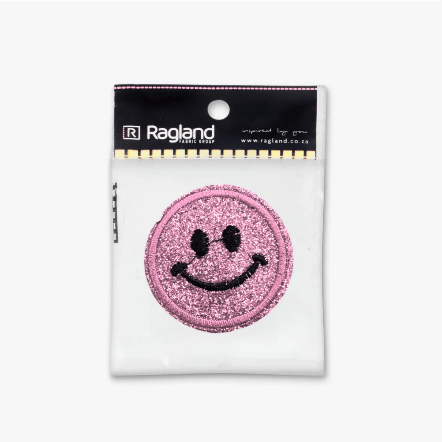 Motif Iron On Badge - SMILEY PINK - Ragland Fabrics
