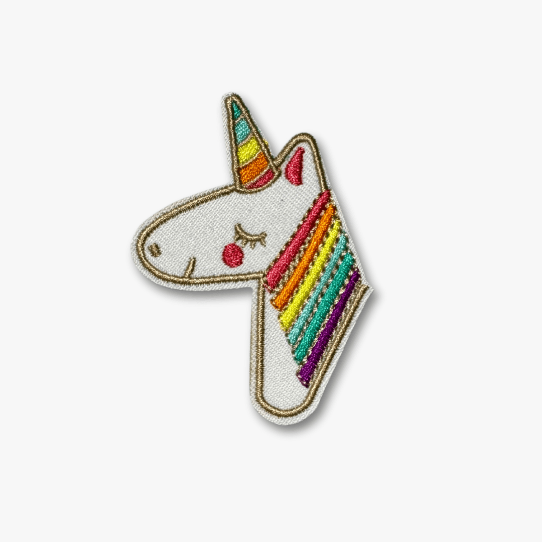 Motif Iron On Badge - WHITE UNICORN - Ragland Fabrics