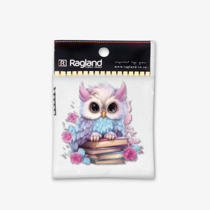Motif Iron On Badge - Owl On Books 6.5cmx6.5cm - Ragland Fabrics