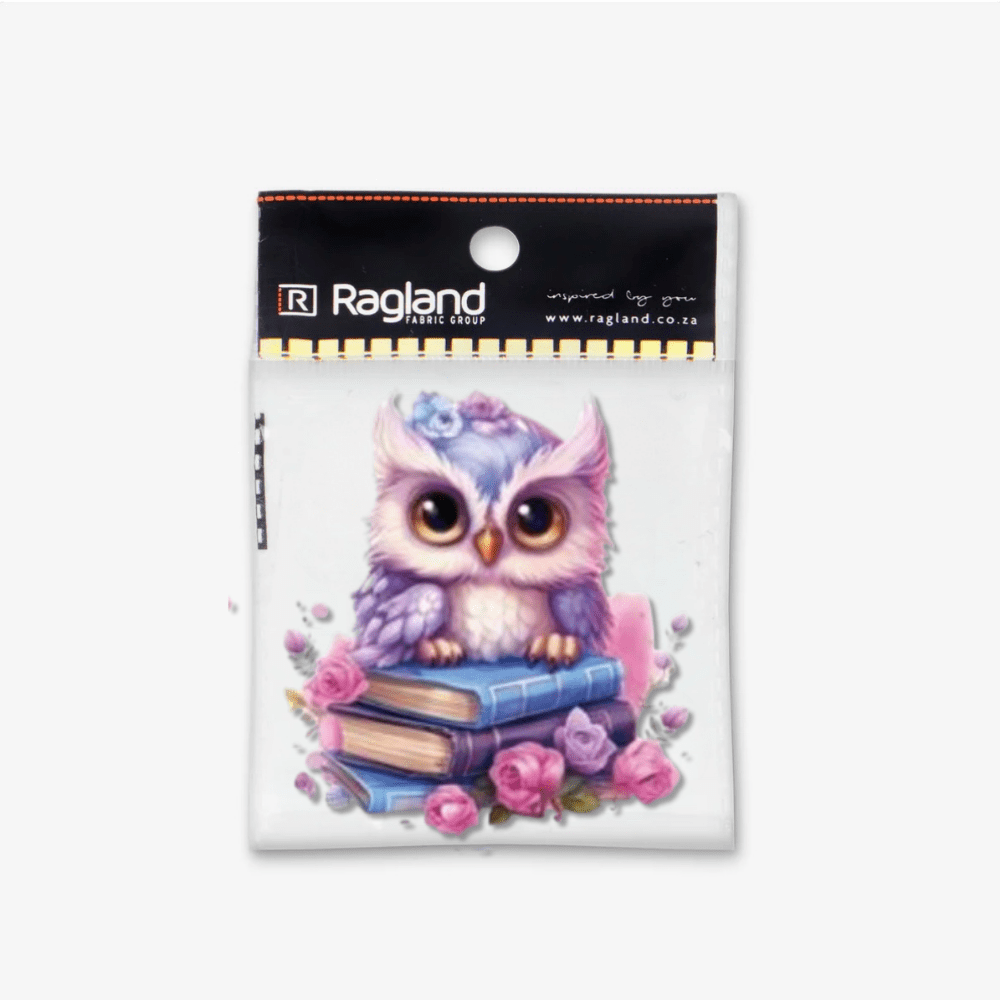 Motif Iron On Badge - Owl 6.5cmx6cm - Ragland Fabrics
