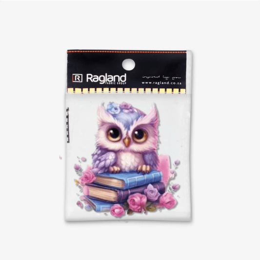 Motif Iron On Badge - Owl 6.5cmx6cm - Ragland Fabrics