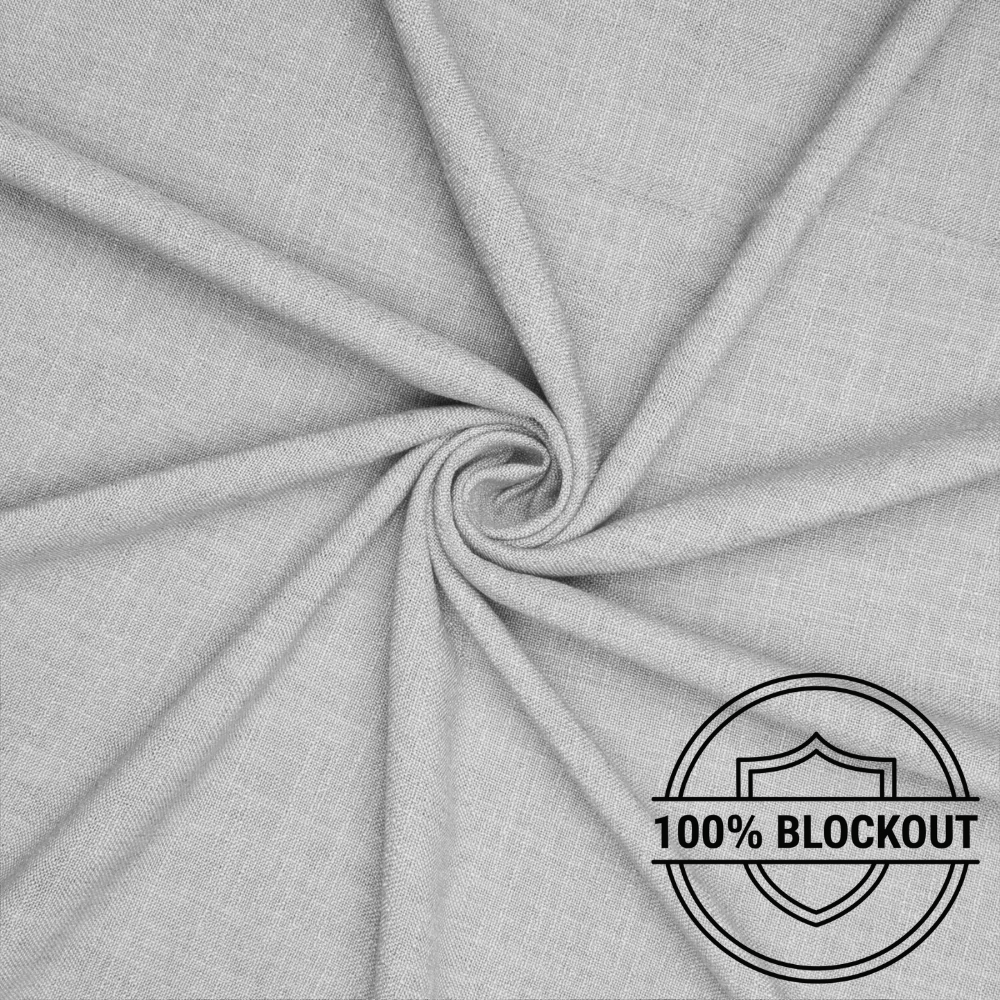 Orient Linen Look Curtaining Oyster Grey