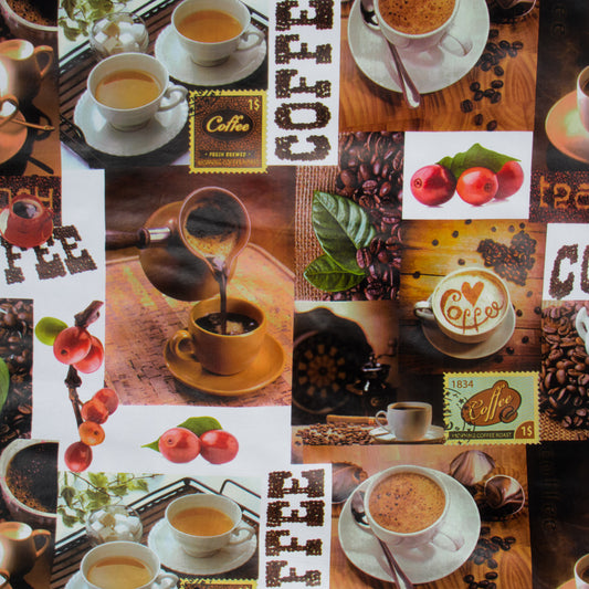 Printed PVC Table Cloth #CO-2349-1 Coffee