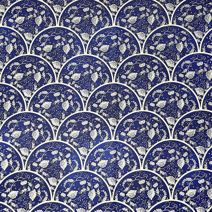 Box Weave Furnishing Blue Plates - Ragland Fabrics