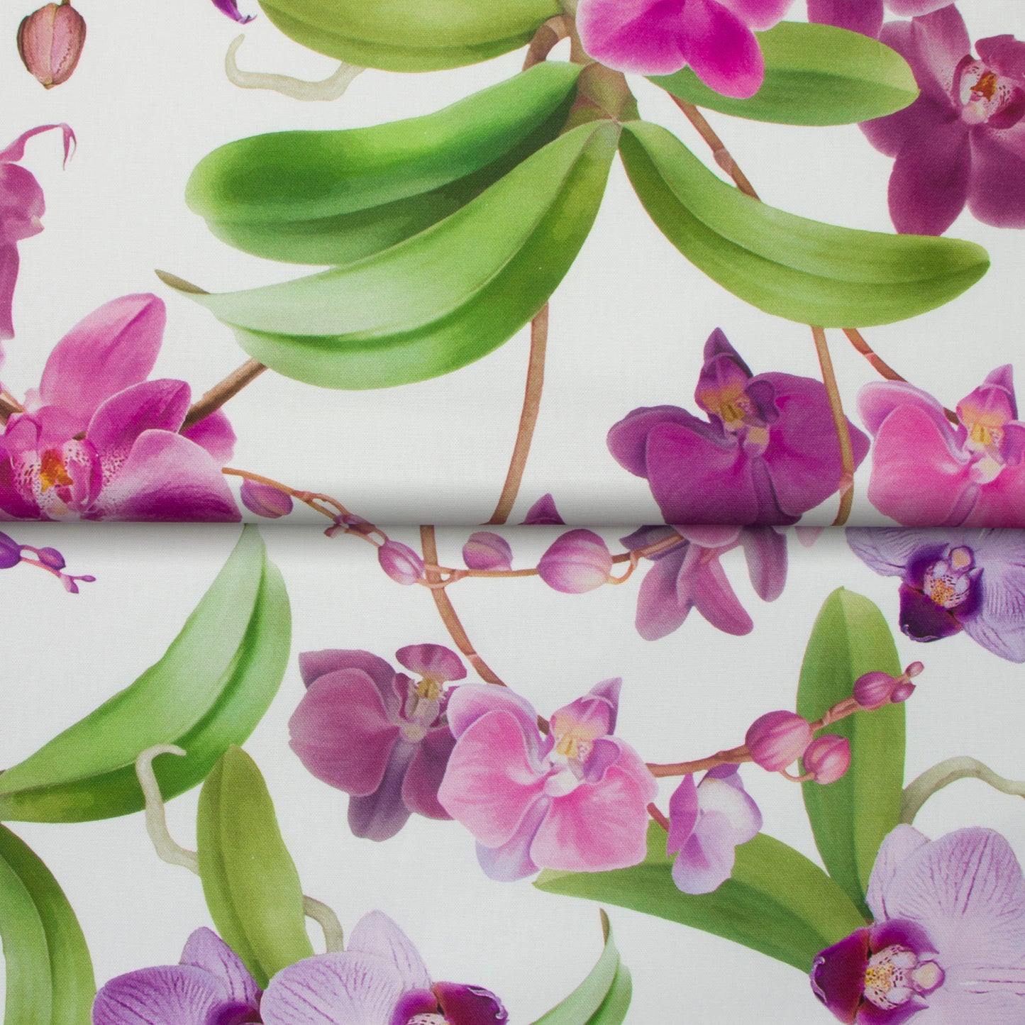 Printed Cotton Linen Orchid White