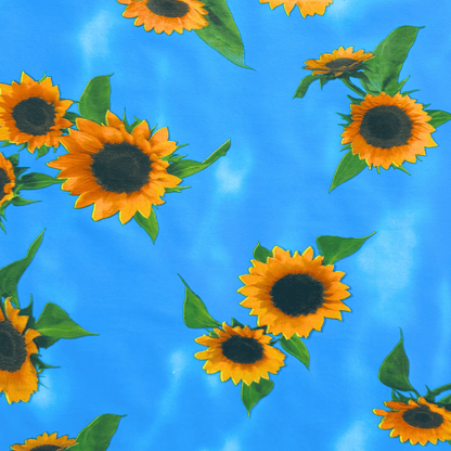 Printed PVC Table Cloth Blue Sunflower M - 033 - 15 - Ragland Fabrics