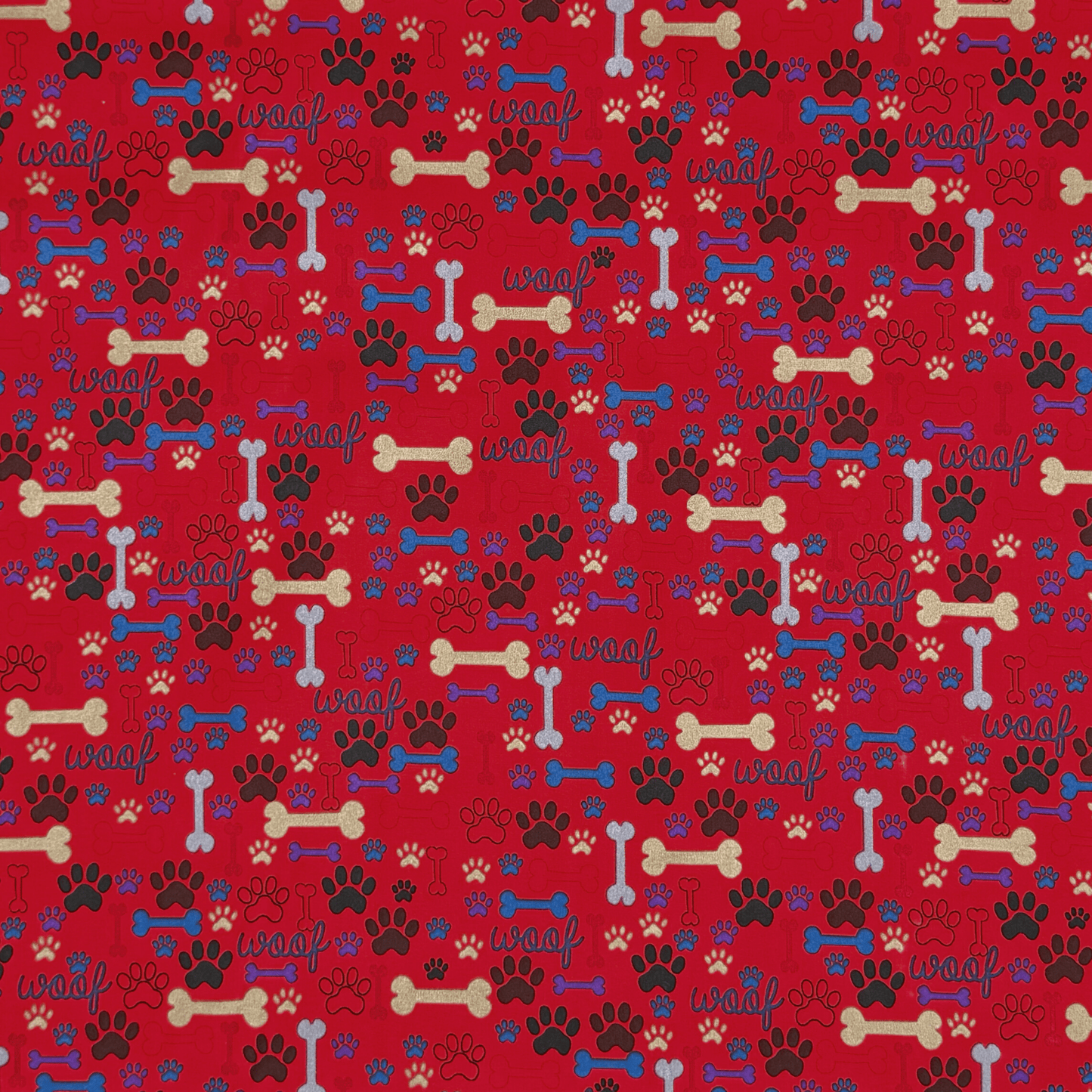 Printed Poly Cotton Pawz Red - Ragland Fabrics