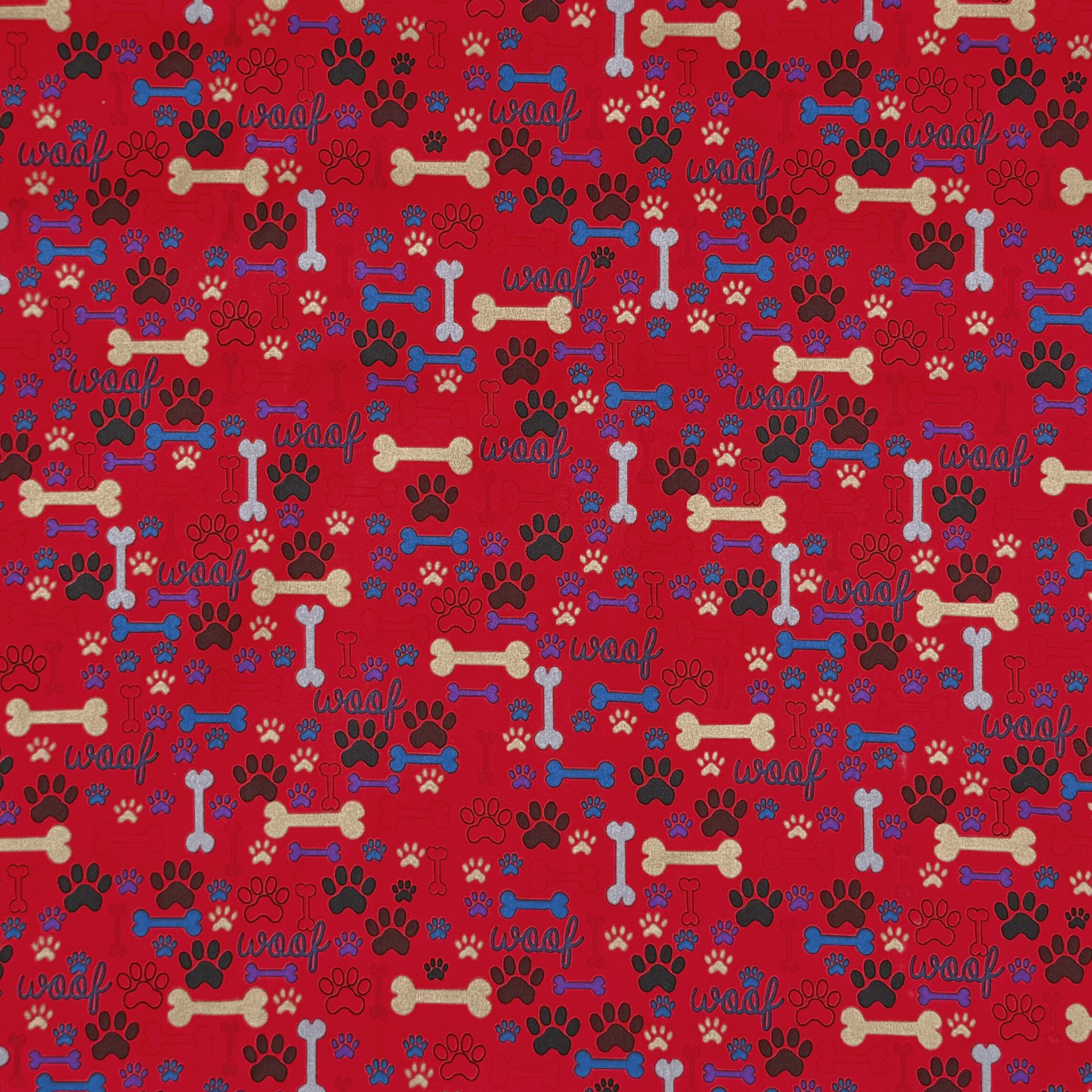 Printed Poly Cotton Pawz Red - Ragland Fabrics