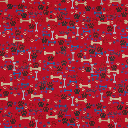 Printed Poly Cotton Pawz Red - Ragland Fabrics