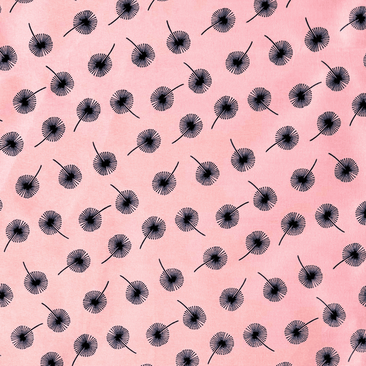 Printed Poly Cotton Dandellion Pink - Ragland Fabrics