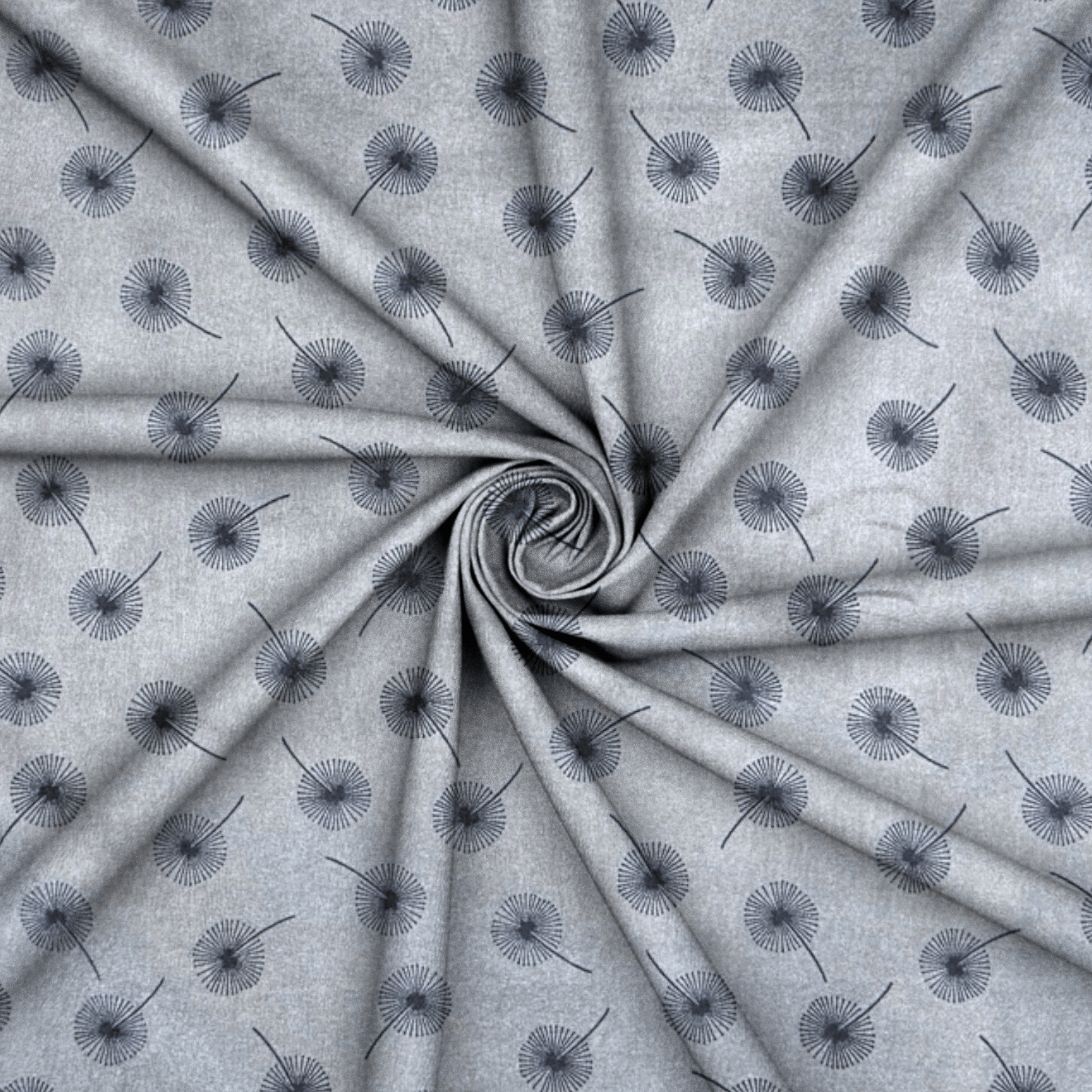 Printed Poly Cotton Dandellion Grey - Ragland Fabrics
