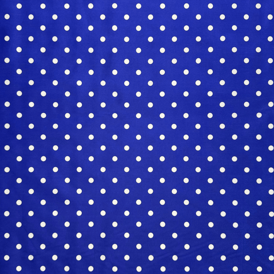 Printed Poly Cotton Spotty Royal - Ragland Fabrics