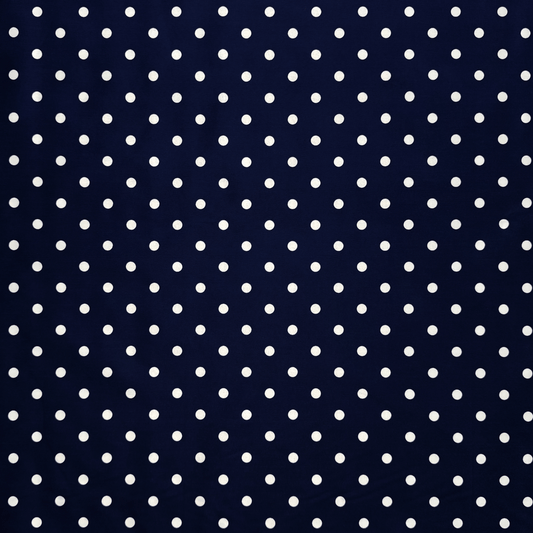 Printed Poly Cotton Spotty Navy - Ragland Fabrics