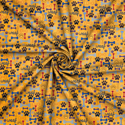 Printed Poly Cotton Pawz Orange - Ragland Fabrics