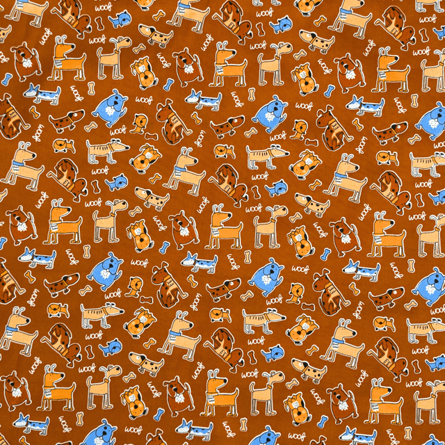 Printed Poly Cotton Doggie Caramel - Ragland Fabrics