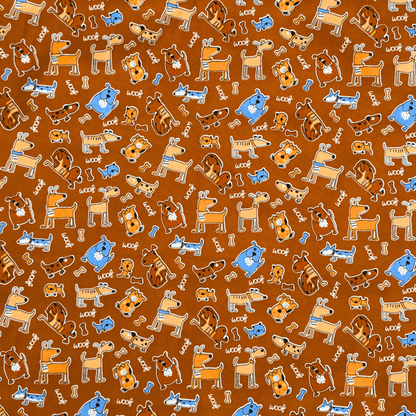 Printed Poly Cotton Doggie Caramel - Ragland Fabrics
