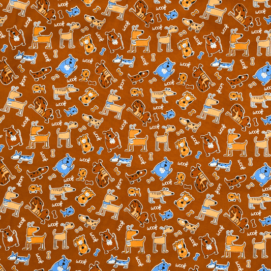 Printed Poly Cotton Doggie Caramel - Ragland Fabrics