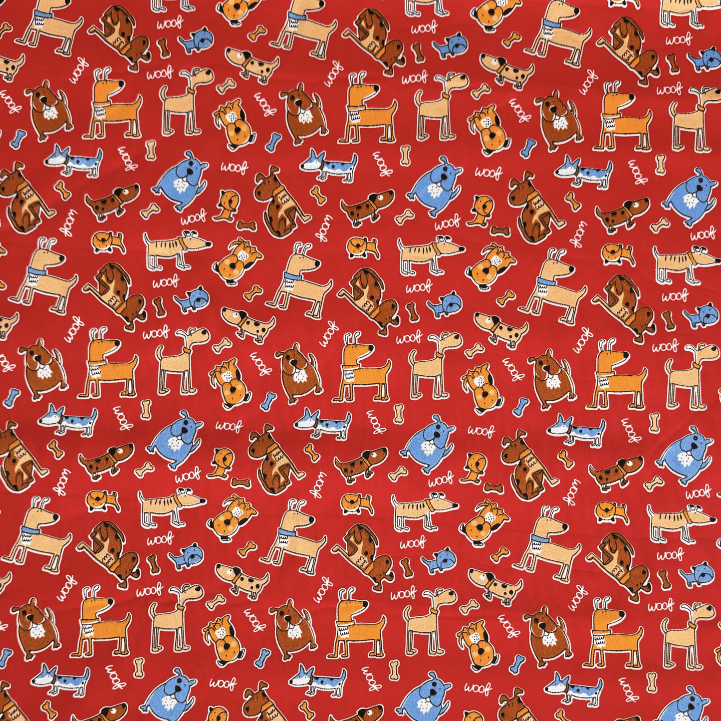 Printed Poly Cotton Doggie Red - Ragland Fabrics