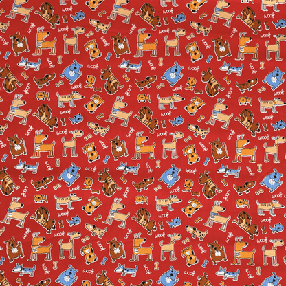 Printed Poly Cotton Doggie Red - Ragland Fabrics