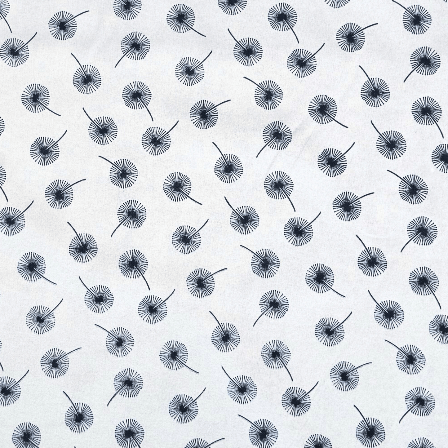 Printed Poly Cotton Dandellion White - Ragland Fabrics