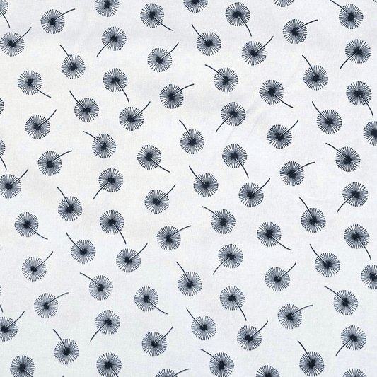 Printed Poly Cotton Dandellion White - Ragland Fabrics
