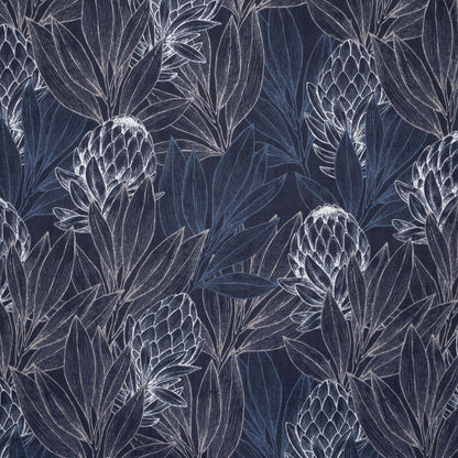 Luxury Linen Look Protea Forest Navy